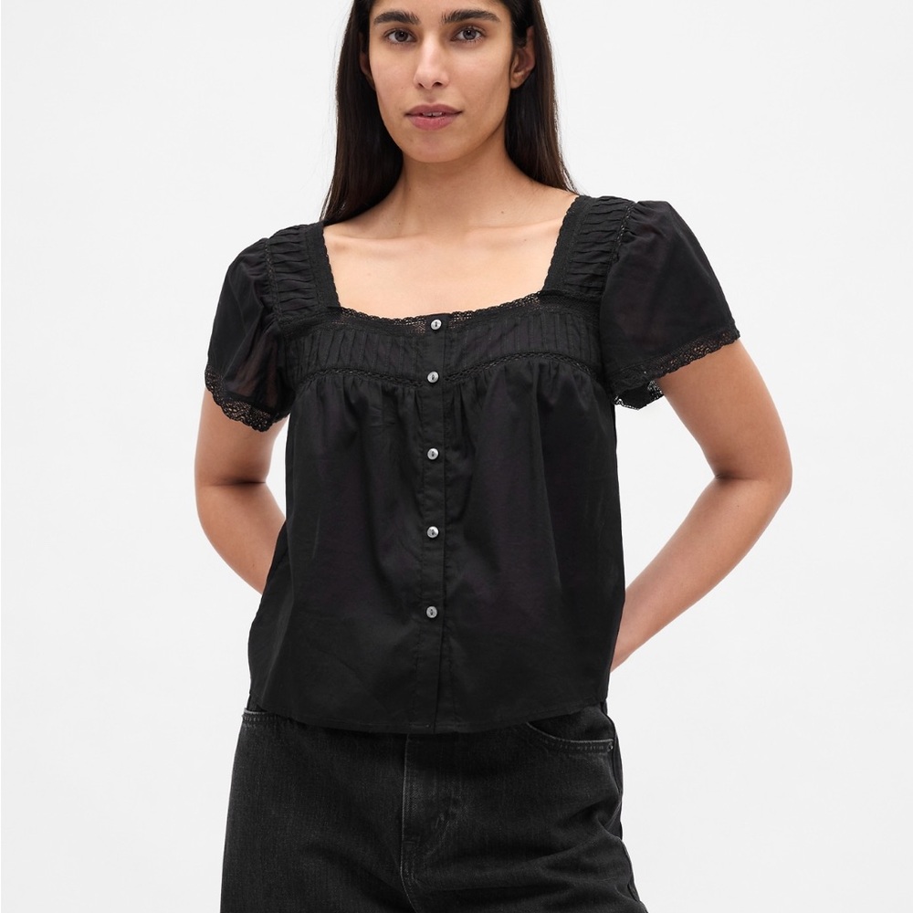 GAP Black Button-Down Blouse